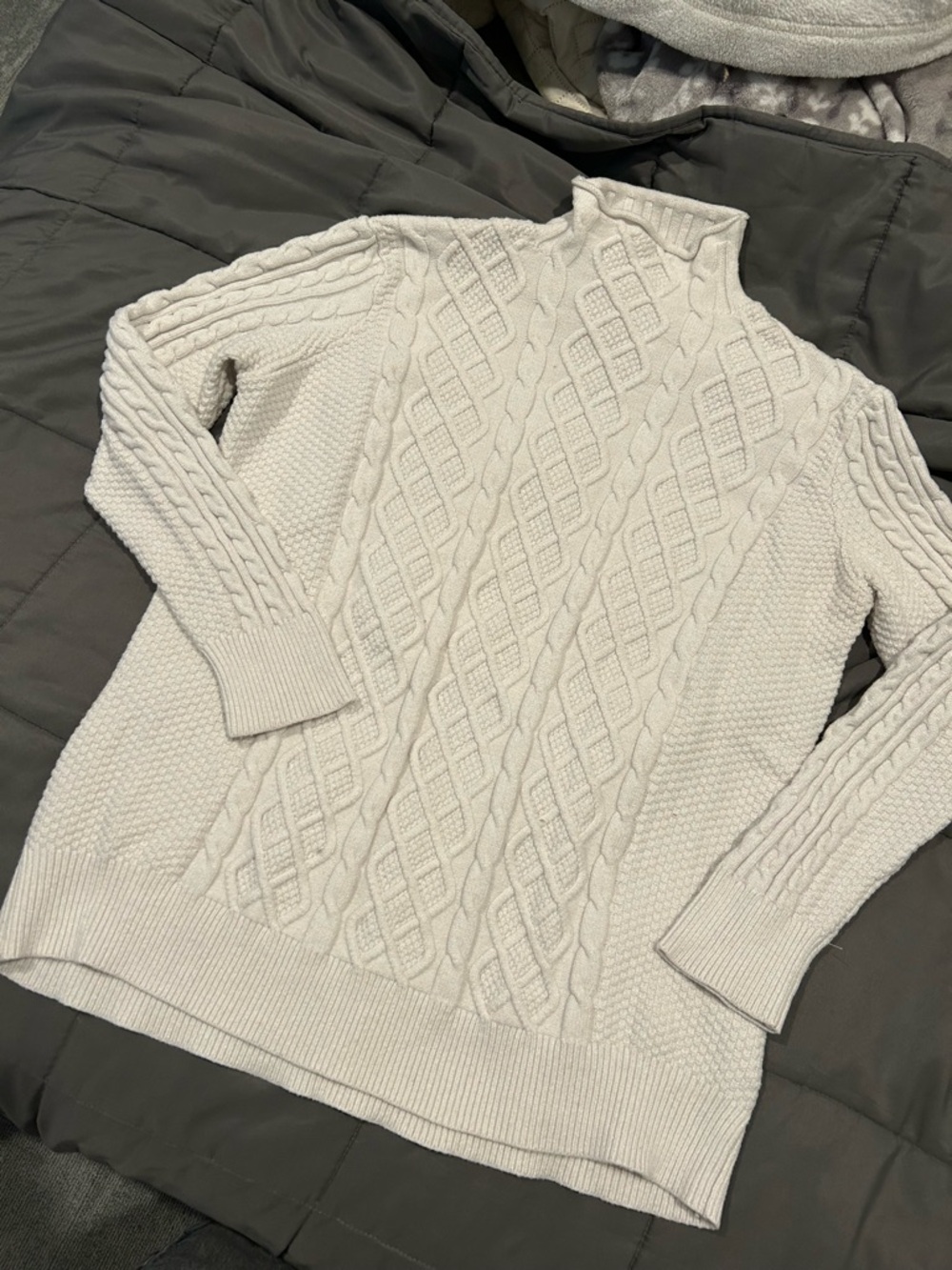 Women's Cream Cable-Pattern Turtleneck Sweater